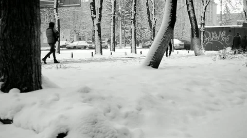 Cool Snow Street Stock Footage 82653098