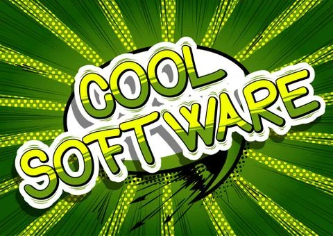 Cool Software - Comic book style word on abstract background. Stock Illustration