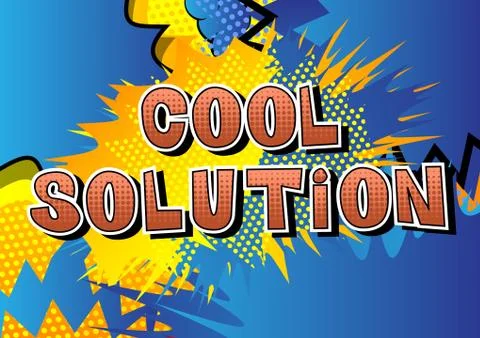 Cool Solution - Comic book style word on abstract background. Illustrazione stock
