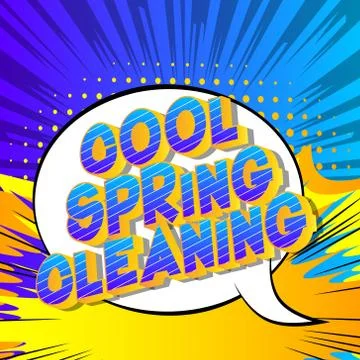 Cool Spring Cleaning - Vector illustrated comic book style phrase on abstract Illustrazione stock