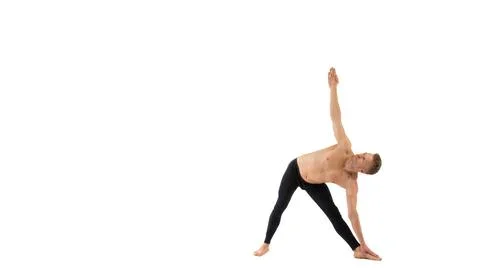 A cool stretch from an attractive athletic guy. Stock Photos