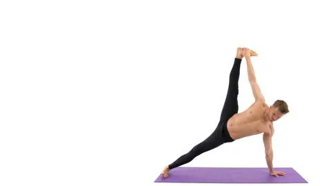 A cool stretch from an attractive athletic guy. Stock Photos