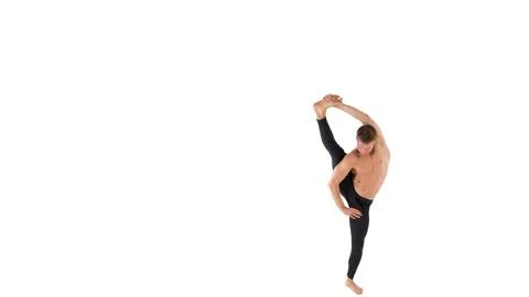 A cool stretch from an attractive athletic guy. Stock Photos