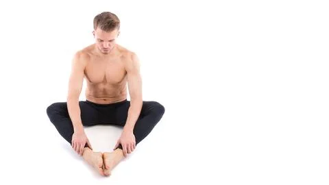 A cool stretch from an attractive athletic guy. Stock Photos