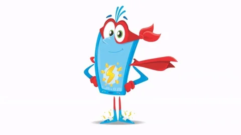 Cool super phone standing on charging. Animation. Stock Footage 74232827
