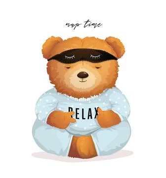 Cool Teddy Bear Sleeping Relaxing in Pajamas Illustrazione stock