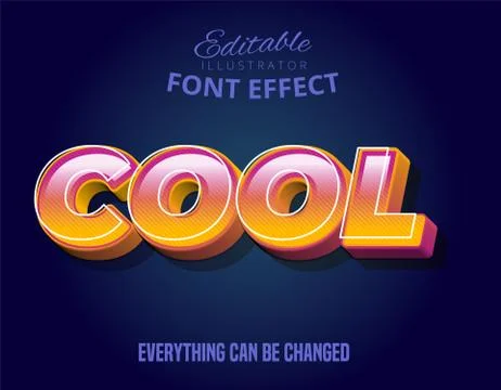 Cool text, 3d orange and purple editable font effect Stock Illustration