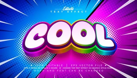 Cool Text Effect Design Editable Comic Vector Graphic Style with Rainbow Colo Illustrazione stock