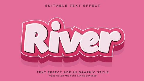 Cool text effect template design River style text effect Stock Illustration