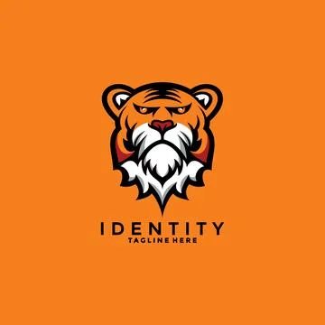 COOL TIGER HEAD LOGO DESIGN Stock Illustration