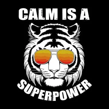 Cool tiger head wearing retro eyeglasses with quotes vector illustration Stock Illustration