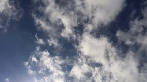 Cool time lapse with white clouds moving towards camera Stock Footage 76633377