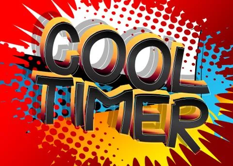 Cool Timer Comic book style cartoon words on abstract comics background. Stock Illustration