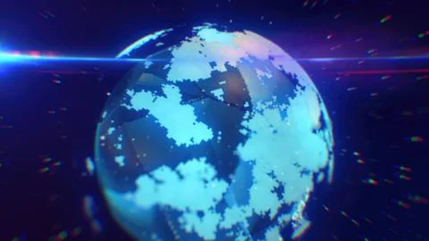 A cool-toned digital depiction of Earth, showcasing pixelated patterns and .. 스톡 일러스트