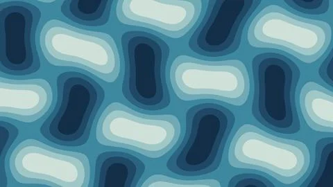 A cool-toned repeating pattern presents rounded organic shapes in teal, blu.. Stockillustratie