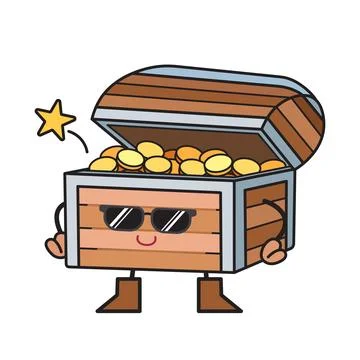 Cool treasure chest character Stock Illustration