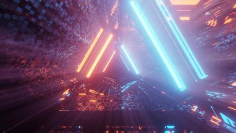 Cool triangular shaped futuristic sci-fi techno lights Stock Illustration