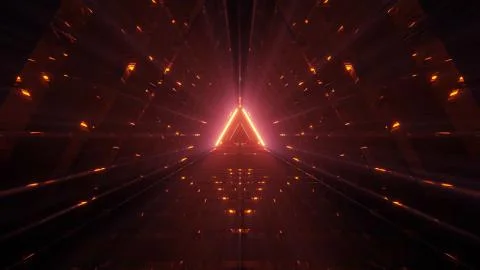 A cool triangular shaped illustration with futuristic sci-fi techno lights-ba 스톡 일러스트