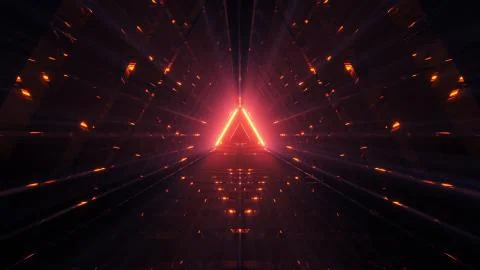 A cool triangular shaped illustration with futuristic sci-fi techno lights-ba Stock Illustration