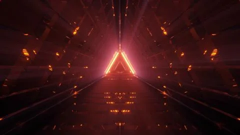 A cool triangular shaped illustration with futuristic sci-fi techno lights-ba Illustrazione stock