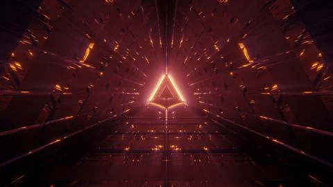 A cool triangular shaped illustration with futuristic sci-fi techno lights-ba Illustrazione stock