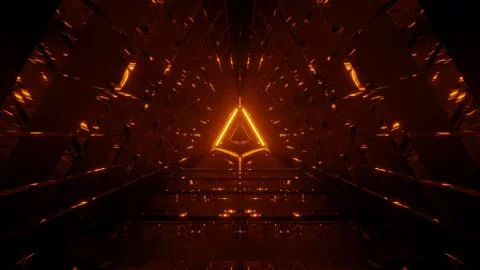A cool triangular shaped illustration with futuristic sci-fi techno lights-ba 스톡 일러스트
