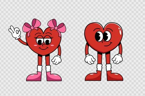 Cool two characters-hearts Stock Illustration
