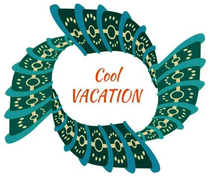 Cool vacation Vector emerald shell frame 스톡 일러스트