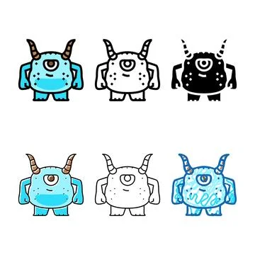 Cool variants monster alien color icon vector Stock Illustration