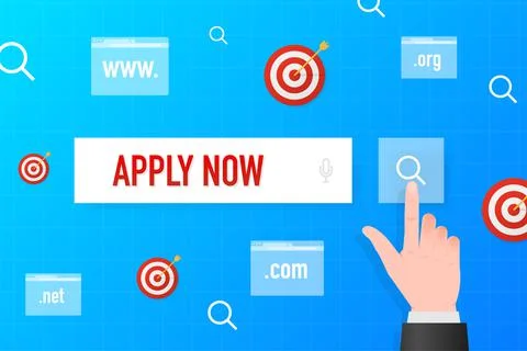 Cool vector Apply now banner in flat design. Vector illustration Stockillustratie