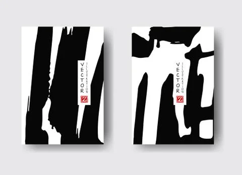 Cool vector bright poster set with abstract colorful elements. Stock Illustration