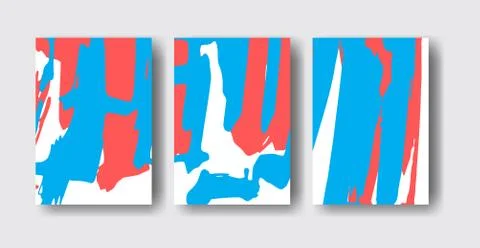 Cool vector bright poster set with abstract colorful elements. Stock Illustration