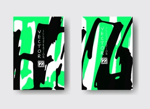 Cool vector bright poster set with abstract colorful elements. Stock Illustration