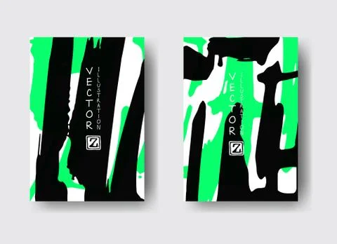 Cool vector bright poster set with abstract colorful elements. 스톡 일러스트