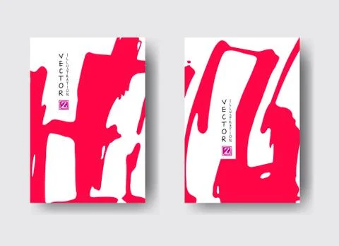 Cool vector bright poster set with abstract colorful elements. Stock Illustration