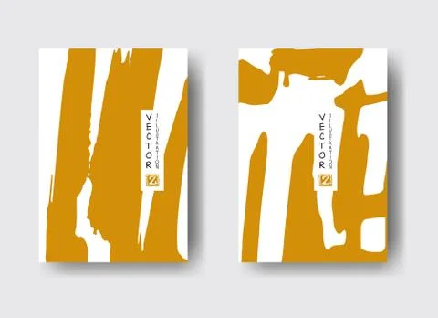 Cool vector bright poster set with abstract colorful elements. Stock Illustration