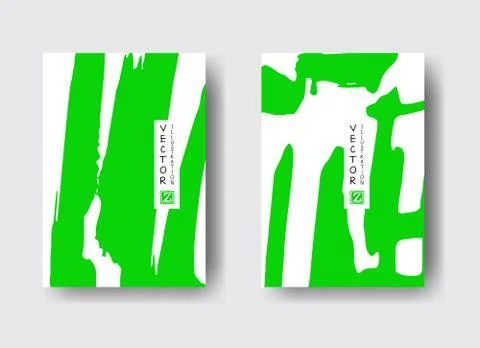 Cool vector bright poster set with abstract colorful elements. Stock Illustration