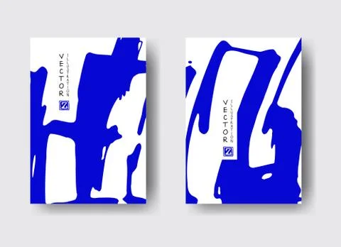 Cool vector bright poster set with abstract colorful elements. Illustrazione stock