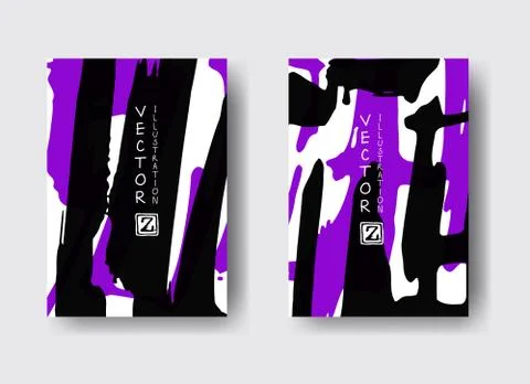 Cool vector bright poster set with abstract colorful elements. Illustrazione stock