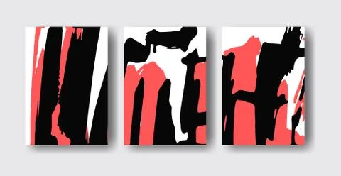 Cool vector bright poster set with abstract colorful elements. Stock Illustration