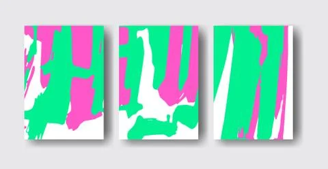 Cool vector bright poster set with abstract colorful elements. Illustrazione stock