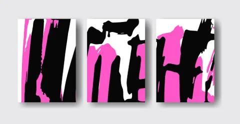 Cool vector bright poster set with abstract colorful elements. Illustrazione stock