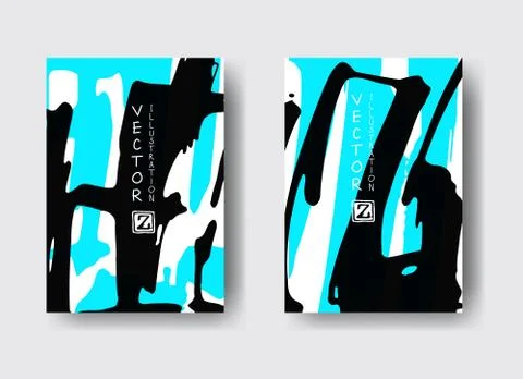 Cool vector bright poster set with abstract colorful elements. Stock Illustration