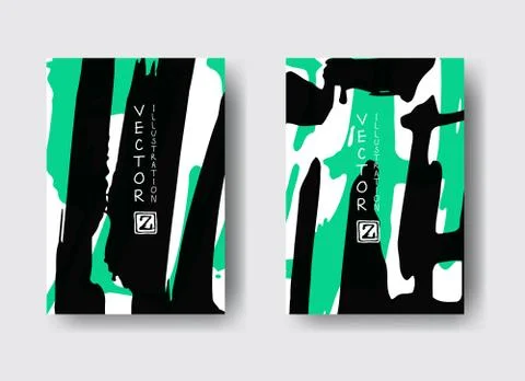 Cool vector bright poster set with abstract colorful elements. Stock Illustration