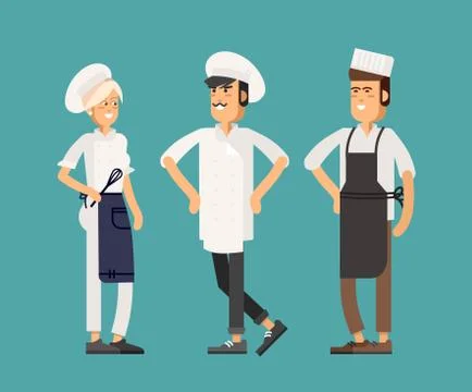 Cool vector flat design culinary and cuisine professionals. Stock Illustration