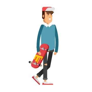 Cool vector hipster man character with beard and takeaway coffee Stock Illustration