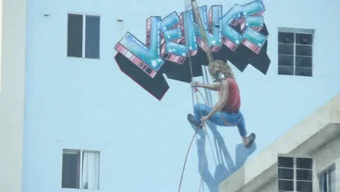 Cool Venice Beach Mural Stock Footage 11360424