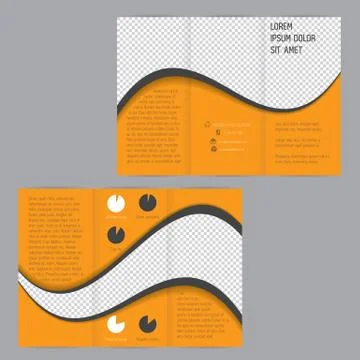 Cool wave design tri-fold flyer brochure template Stock Illustration