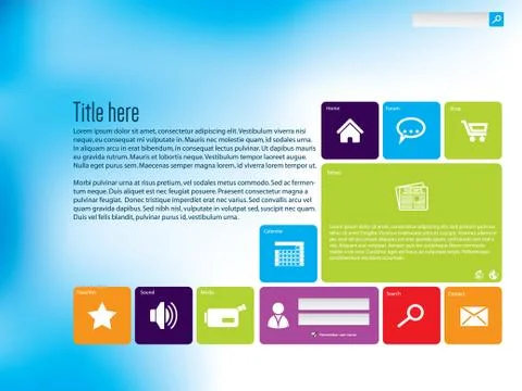 Cool website with flat icons Stock Illustration