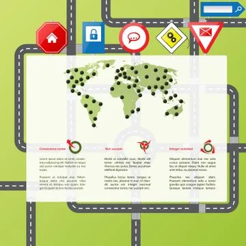 Cool website template with road sign buttons Stock Illustration
